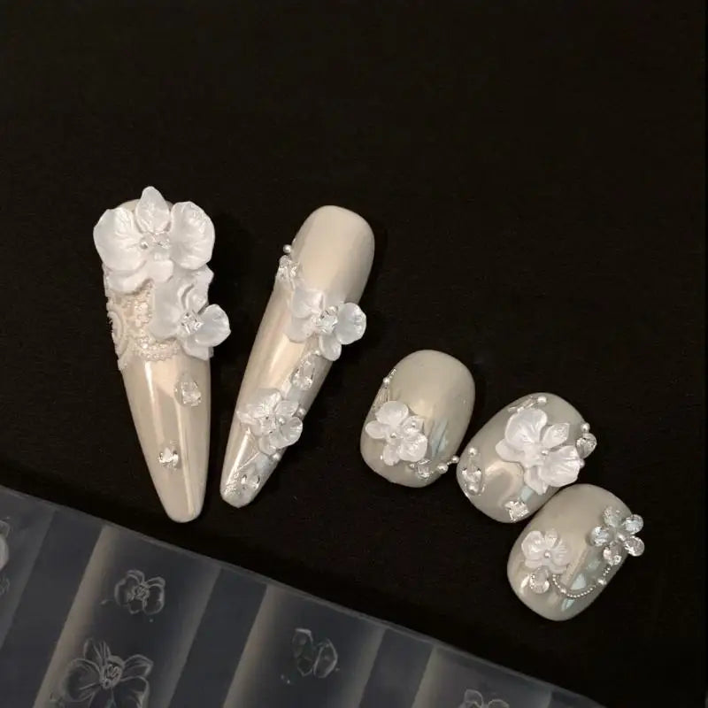 Z. 3D Phalaenopsis Flower Silicone Nail Mold DIY Sweet Butterfly Orchid Design Manicure Template Carving Nail Art Mold Tools