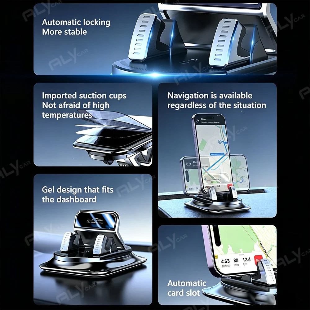 Universal Car Phone Mount Anti-Slip Silicone Dashboard Holder 360° Rotation Head-Up GPS Navigation Stand for iPhone Xiaomi Ultra