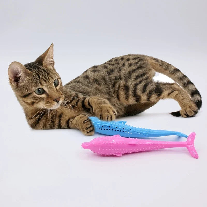 Cat Chew Toy Catnip Bite Resistant Simulated Fish Kitten Toy Silicone Teeth Cleaning Interactive Cat Toy Supplies