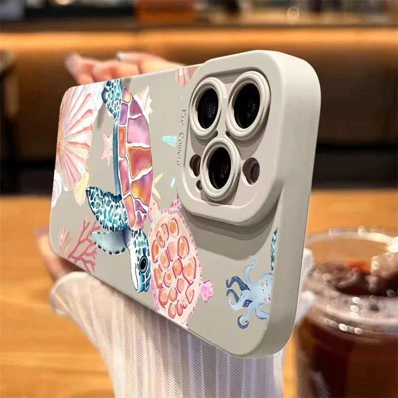 Colorful Painted Soft Silicone Phone Case For iPhone 11 12 13 14 15 16 Pro Max XS X XR 7 8 Plus 16E Shockproof TPU Cover