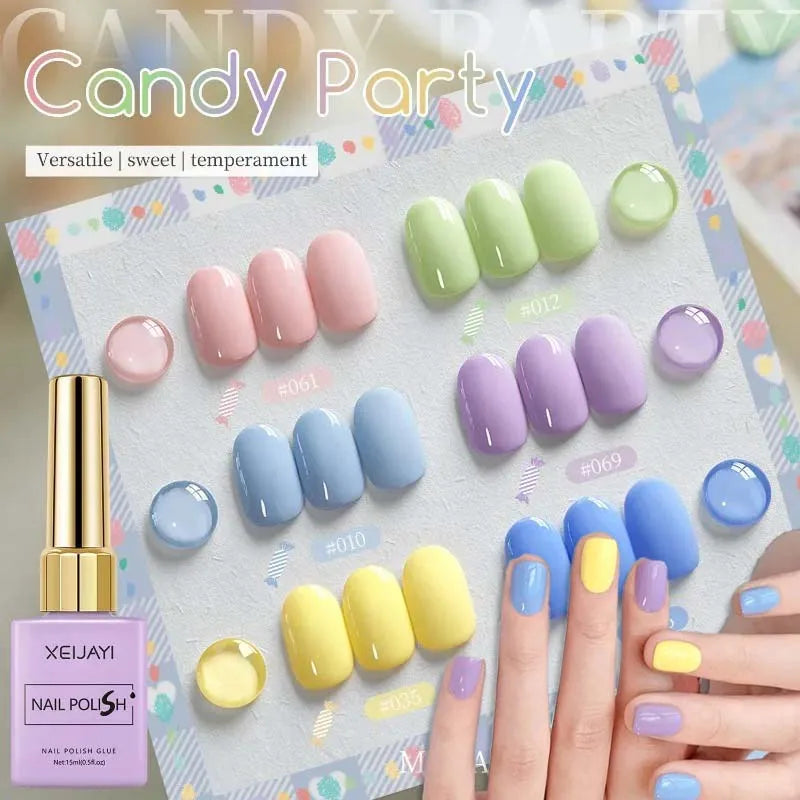 Candy Color Nail Gel Polish Set 6 Color High Saturation Macaron UV LED Soak Off Gel Varnish Nail Art Salon Professional Manicure