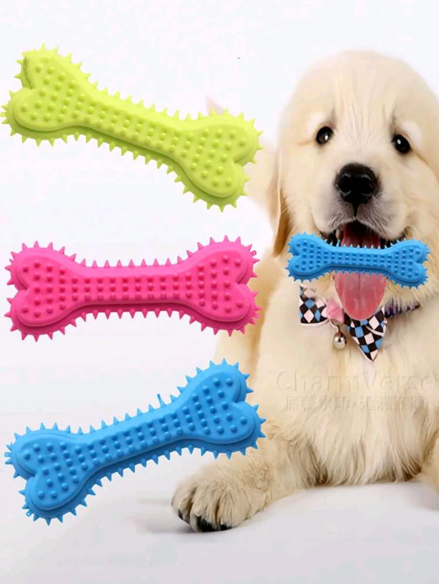 1/3pcs Pet Bone Shaped Dog Chew Toys Teeth Cleaning Chew Toys, Dog Rubber Toothbrush Stick Chew Toys For Training