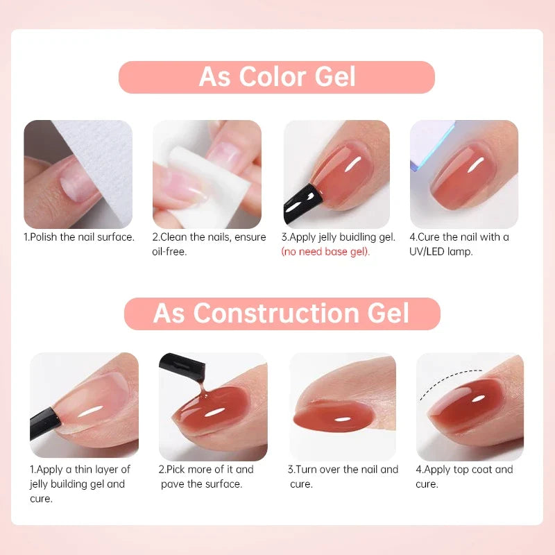UR SUGAR 15ml 4-IN-1 Jelly Rubber Base Gel For Construct Reinforce Natural Nail Art Manicure Soak Off LED UV Gel Nail Varnishes
