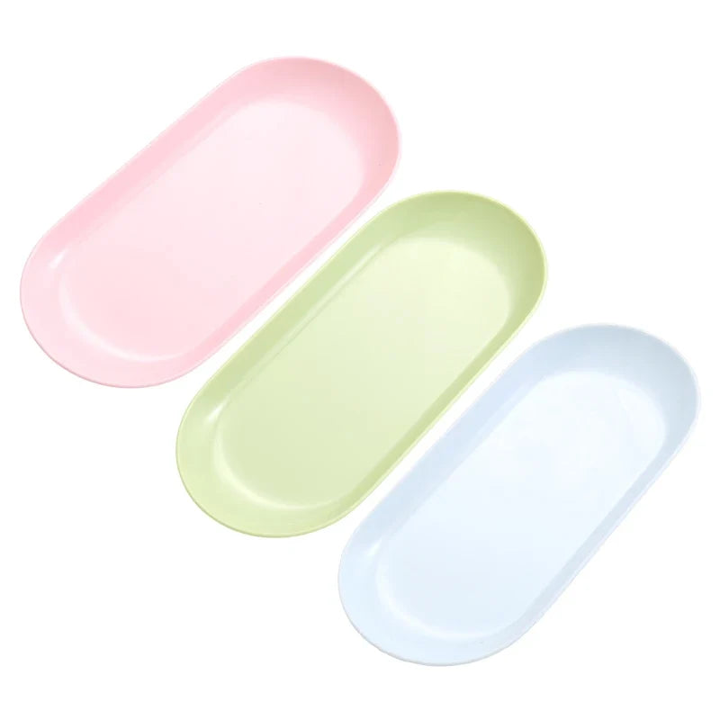 Plastic Cosmetic Storage Tray Nail Art Equipment Plate Nail Art Tray Oval Manicure Tweezers Storage Tray Fake Nail Tray Tool