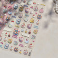 Cute 5D Embossed Relief Nail Art Sticker Colored Love Heart Manicure Decal Jelly Design Doughnut Lollipop Candy Strawberry Fruit