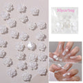 20pcs Lace Bow &30pcs 3D Mixed Size Pearl Resin Flower Pink Rose Nail Charms Accessories Nail Art Luxury Decoratons Supplies