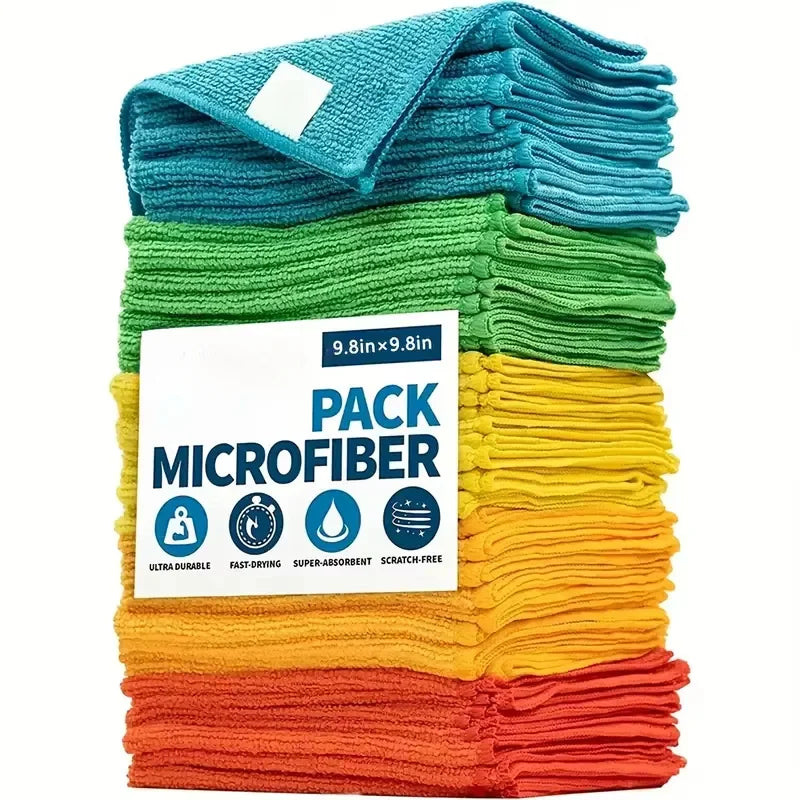 5/10/20/50pcs Microfiber Cleaning Cloth, Dishwashing Cloth Household Rag Kitchen Bathroom Cleaning Towel Durable Absorbent Towel