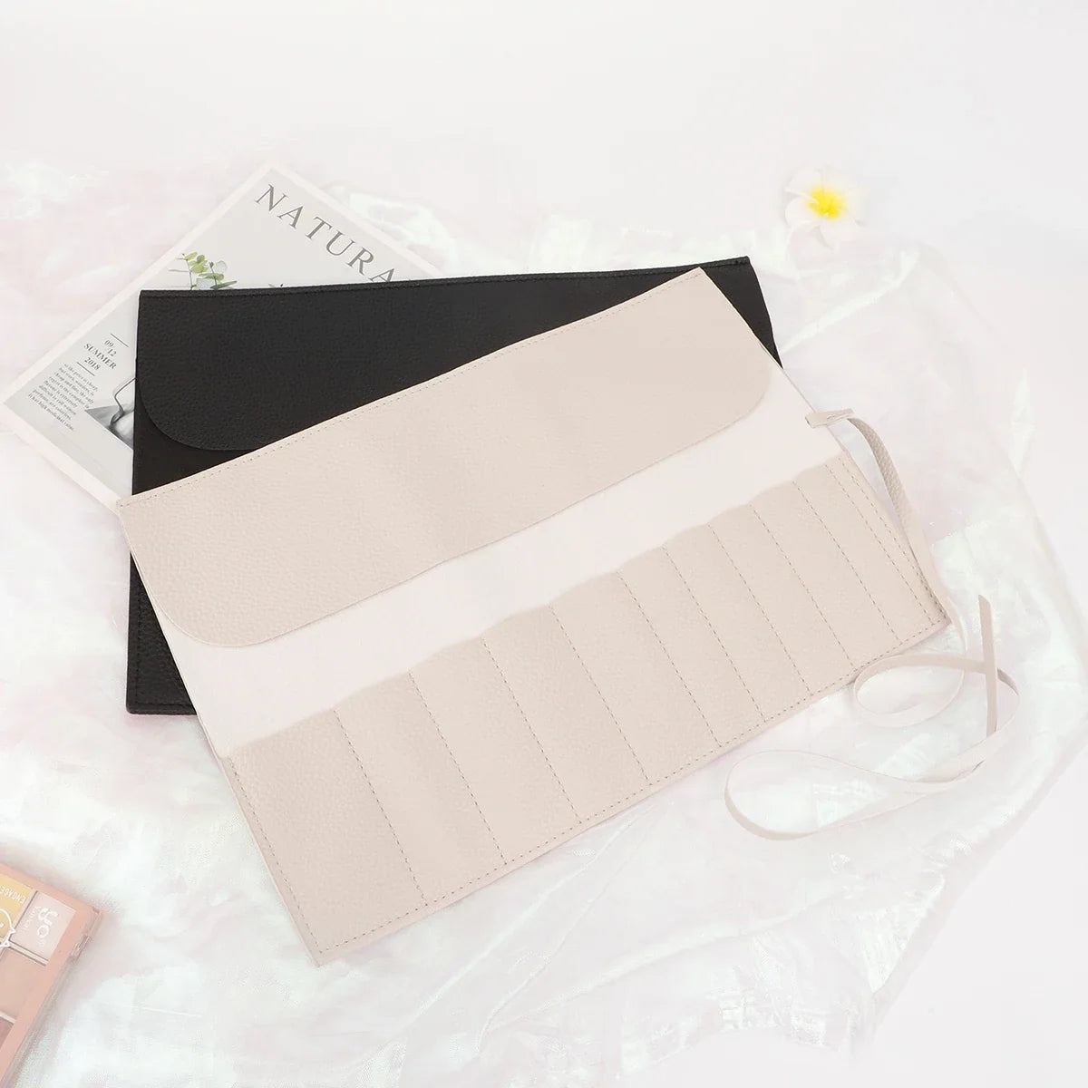 Roll Up Makeup Brush Holder, Makeup Brush Organizer, Travel Makeup Brushes Bag Cosmetic Bags Pouch For Women Eyebrow Brushes