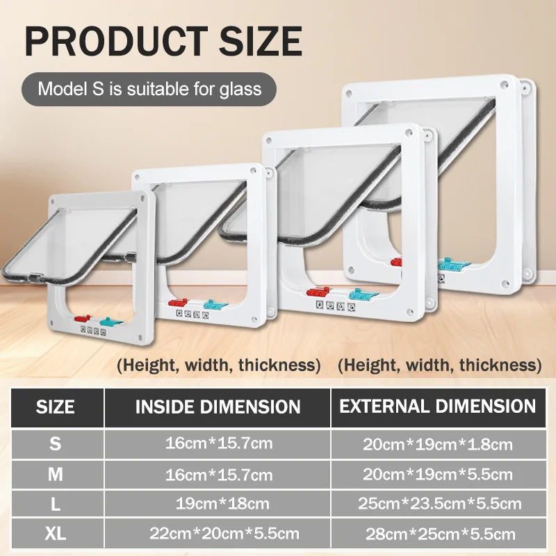 1 set, four-way safety lock flip door | weatherproof PVC pet door, suitable for cats and dogs, cat doors, dog doors