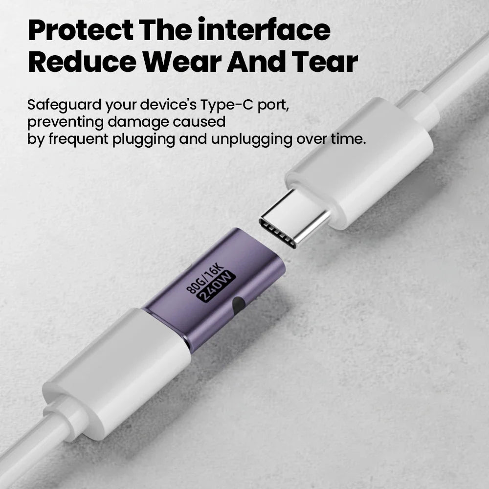 Elough 240W Adapter Type-C Female To Female USB 4.0 80Gbps High-Speed Transmission PD3.1 Charging Converter