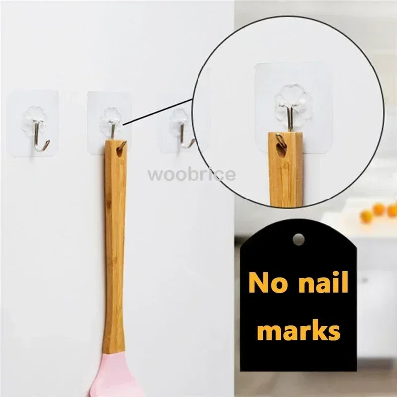 Transparent Self-adhesive Wall Hooks Sticker Holder for Hanging Seamless Heavy Duty Door Hook Kitchen Bathroom Shower Outdoor
