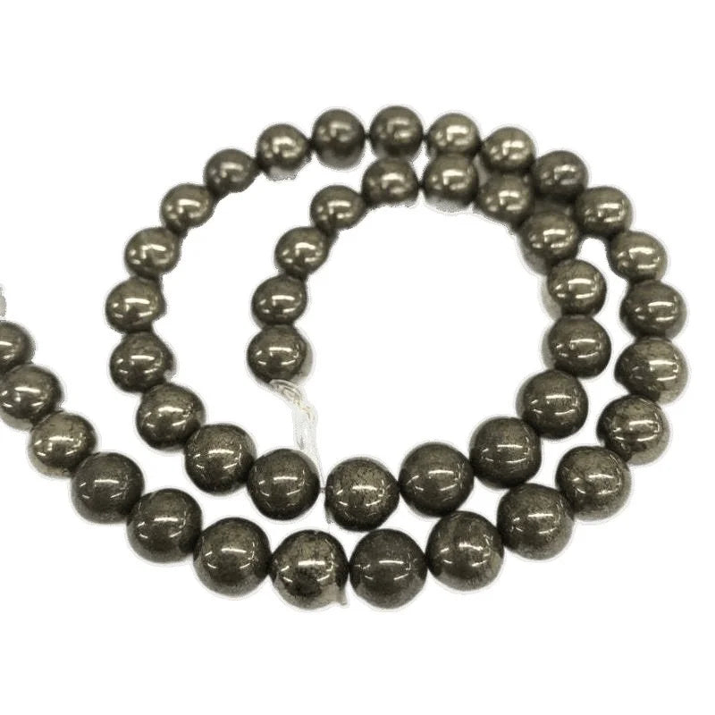 Natural Pyrite Beads Round Loose Spacer Stone Bead for Jewelry Making Supplies DIY Energy Healing Bracelets Accessory