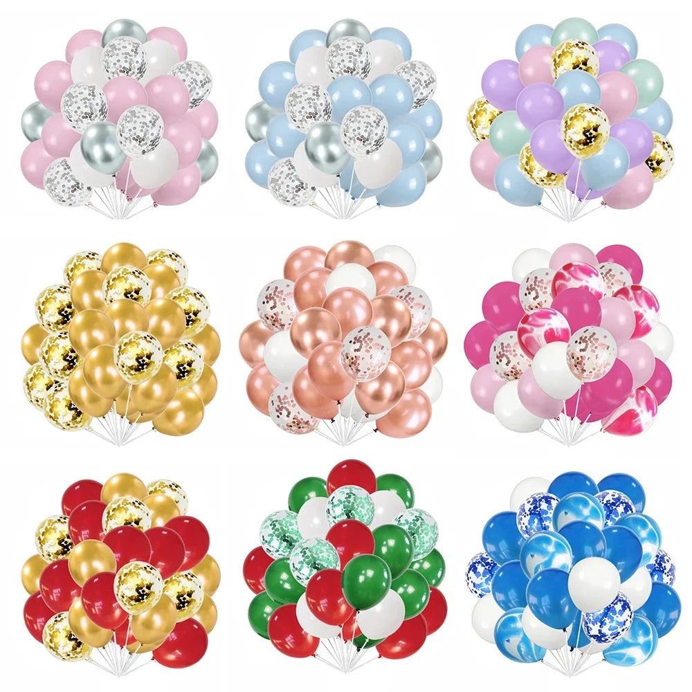 30Pcs/set 10Inch Mix Rose Gold Confetti Latex Balloons for Birthday Party Decoration Wedding Baby Shower Blue Pink Agate Balloon