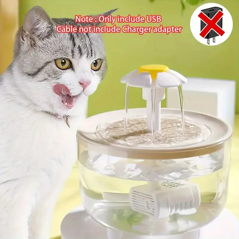 5V USB Powered Whisper-Quiet Automatic Pet Water Fountain for Cats Dog - Food-Grade PP Material, Low Voltage Operation