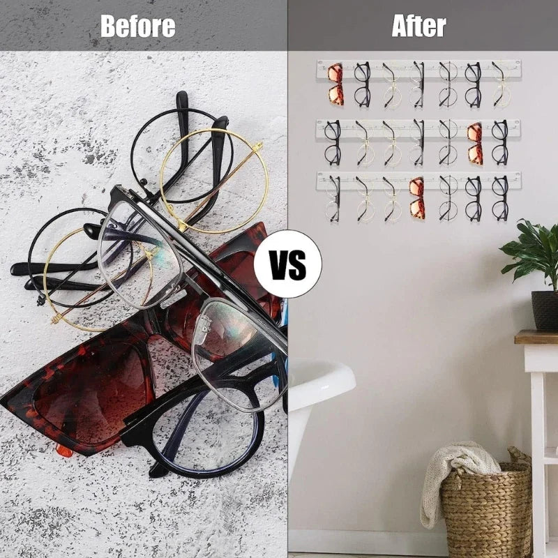 Sunglasses Holder Organizer Acrylic Sunglasses Storage Hanger Rack Wall Mounted Eyeglasses Holder Eyewear Display Rack B03E