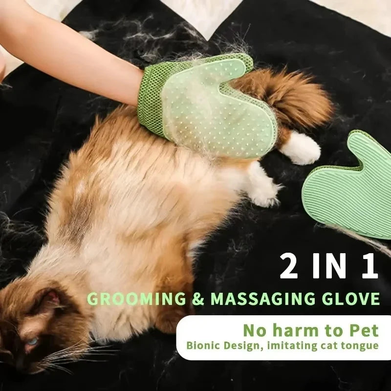 Pet Grooming Glove Efficient Cat Dog Hair Remover Gentle Massage Tool Double Sided Brush Stress Free Easy Hand Wash Remover Glov