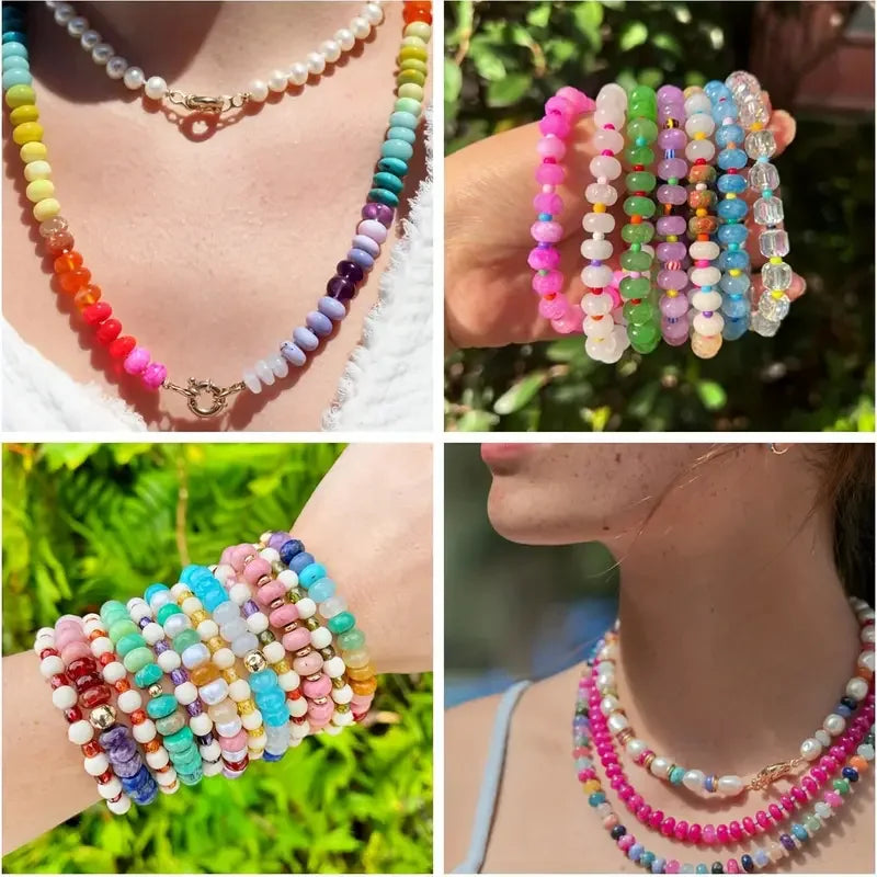 4x6mm Natural Abacus Rondelle Jade Quartz Beads Stone Flat Round DIY Charms Bracelets Loose Beads For Jewelry Making Supplies