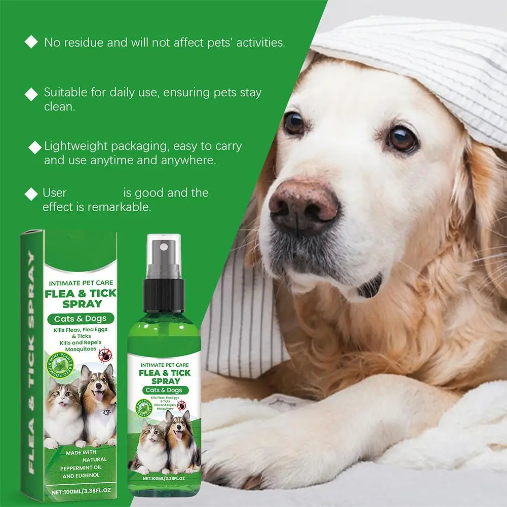 100ml Dog Cat Repel Fleas Mites Pet Cleaning Spray Hair Skin Insect Repellent Spray Pet Insect Repellent Daily Gentle Care Agent