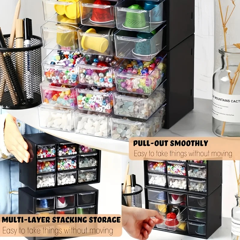 Multi-Grid Desktop Drawer Organizer Dustproof Storage Box, Portable Jewelry Cosmetics Makeup Container, Home Office Storage Case