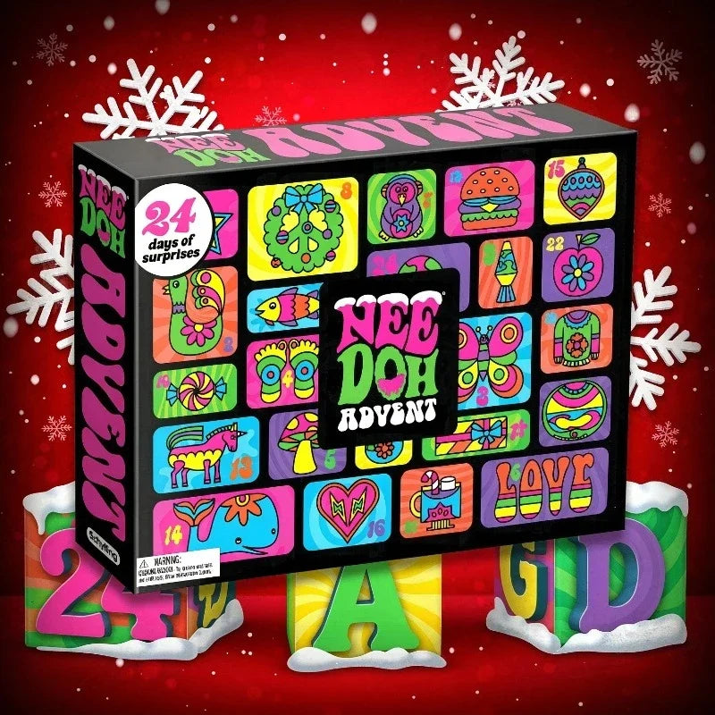 2026 NeeDoh Advent Calendar 3D PVC Fidget Doll Christmas Countdown Surprise Box Stress Relief Toy New Year Family Surprise Gift