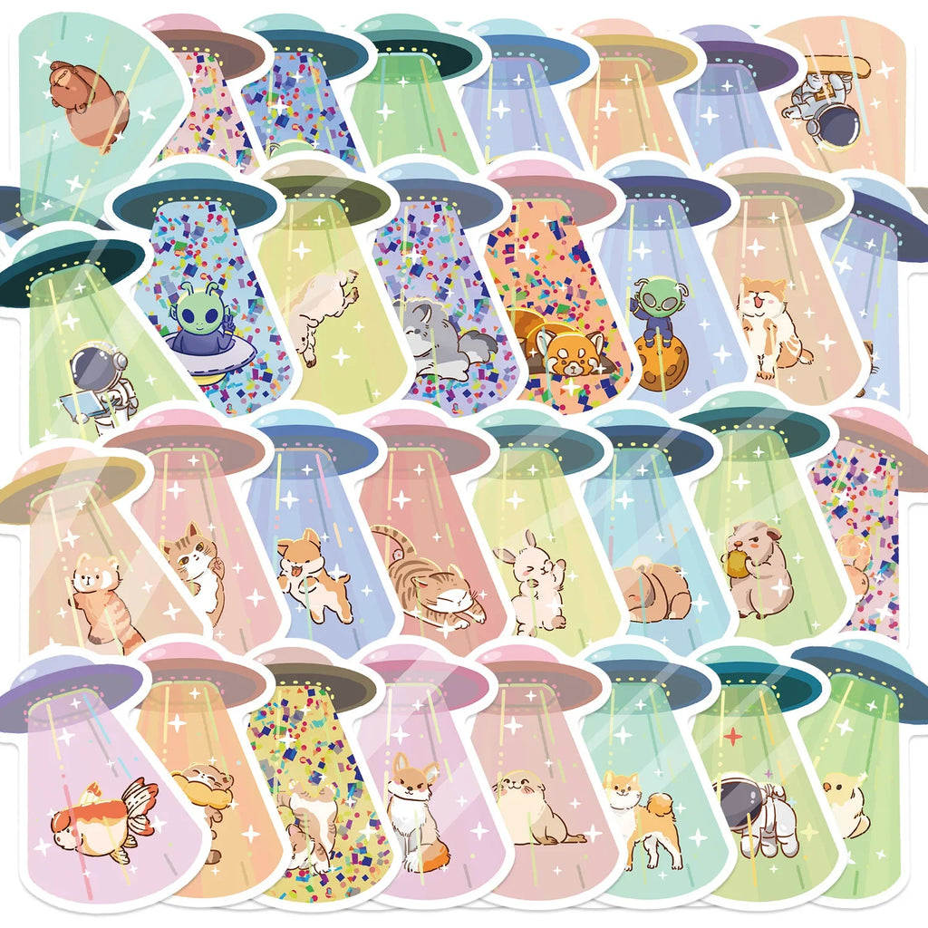 50PCS UFO Kidnapped Friend Stickers Graffiti Stickers DIY Diary Phone Case Handmade Scrapbook Aesthetic Stickers
