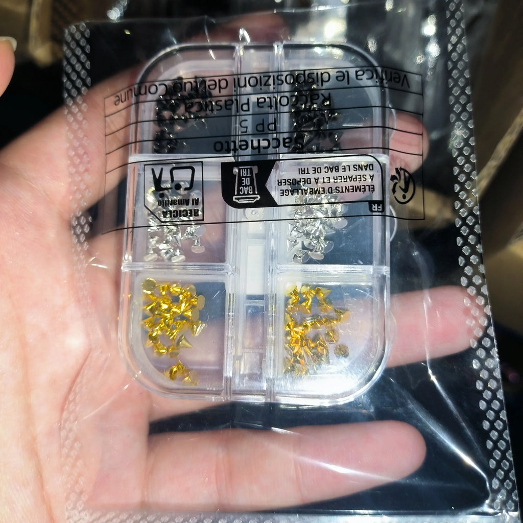 6Grids 3D Punk Metal Rivet Nail Charms 1.5/2/3mm Gold/Silver Round Cone  Studs Nail Jewels Decoration DIY Crafts Manicure Supply