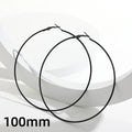 5 Sizes Stainless Steel Black Round Circle Hoop Earrings for Women Punk Exaggerated Smooth Statement Earring Gothic Jewelry Gift