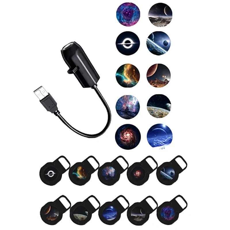 【AN】【NH】LED Galaxy Projection Light 1 Light+10 Pictures Change, LED Galaxy Projector, Starry Sky Lighting Night Light
