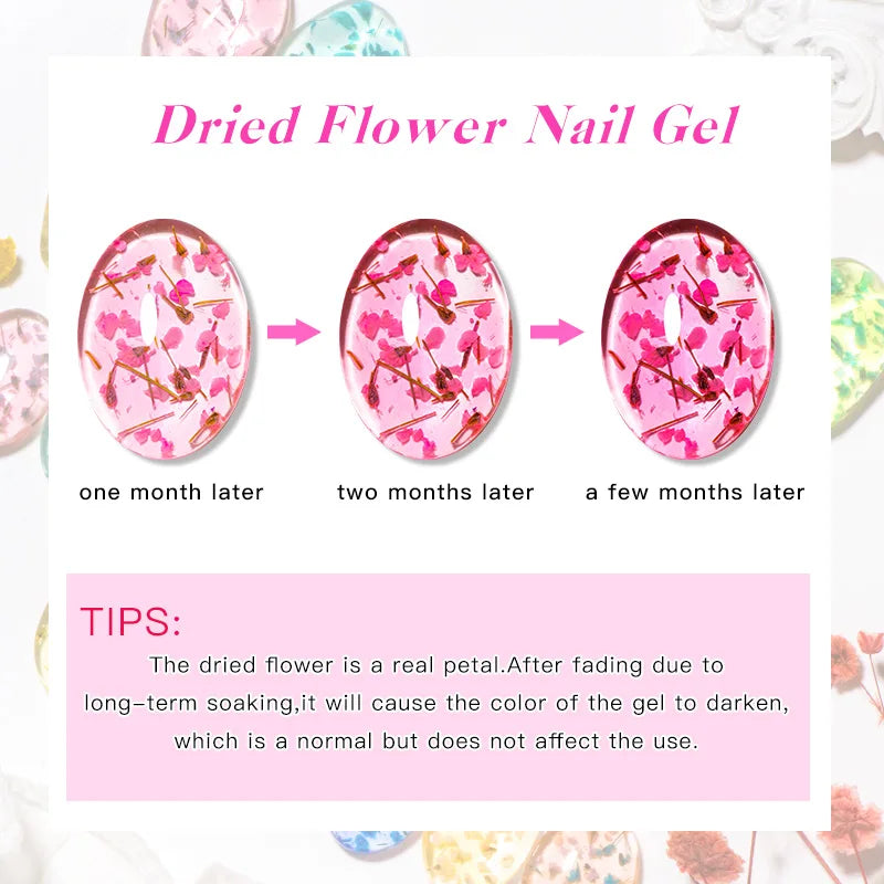 Dried Flower Gel Nail Polish Natural Flower Fairy Semi Permanent Soak Off UV LED Painting Varnish For Nails DIY Nail Supplies
