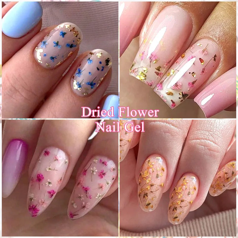 Dried Flower Gel Nail Polish Natural Flower Fairy Semi Permanent Soak Off UV LED Painting Varnish For Nails DIY Nail Supplies