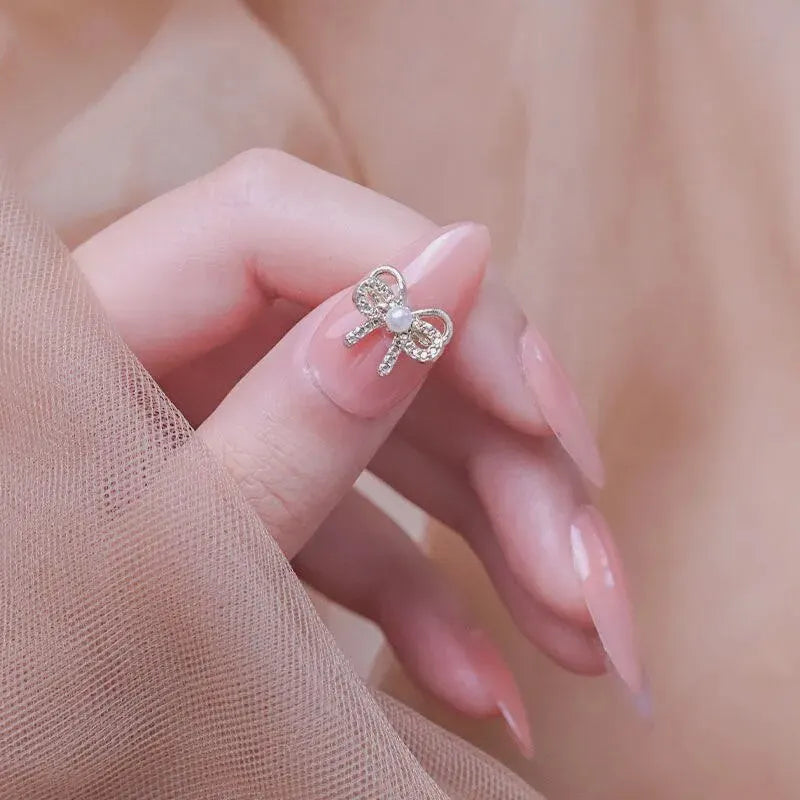 10pcs 3D Exquisite Japanese Alloy Nail Art Charms Luxury Kawaii Bow Butterfly Jewelry Nail Rhinestone Decoration DIY Accessories