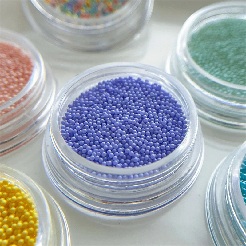 Macaron Bubble Beads Nail Rhinestones 9 Colors Kawaii 3D Resin Round Candy Mini Caviar Beads Nails Charms Manicure Decorations