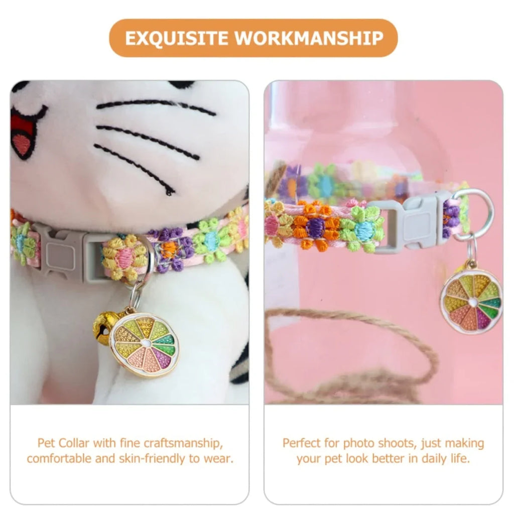 Pet Collar With Bell Cartoon Footprint Colorful Dog Puppy Kitten Collar Adjustable Safety Bell Ring Necklace   NONE Bells lolita