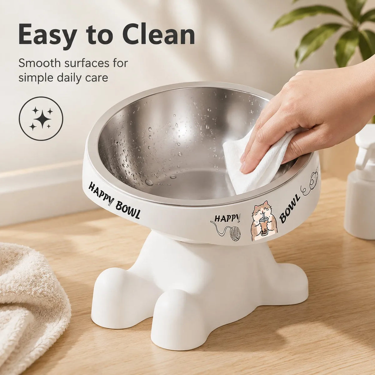 Cute Elevated Pet Feeding Bowl,Elevated Neck Protection Anti-Slip Pet Bowl, Suitable for Medium And Small Dogs Cat Drinking