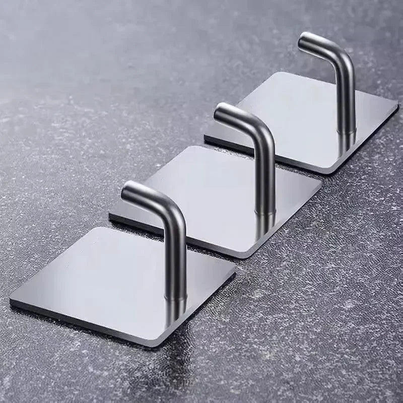 8pcs Stainless Steel Small Hooks, No Drilling, Wall Mounted, Kitchen, Bathroom, Office Key Hooks Wall Hook Adhesive Wall Hooks