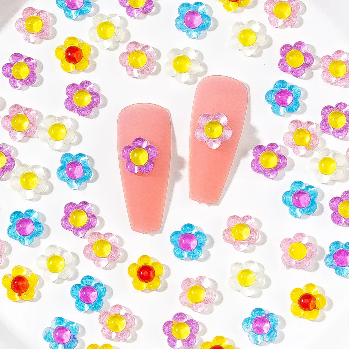 20pcs Ice Transparent Flower Nail Art Charms 3D Japanese Sun Petal Nail Rhinestones Decorations DIY Manicure Kawaii Accessories