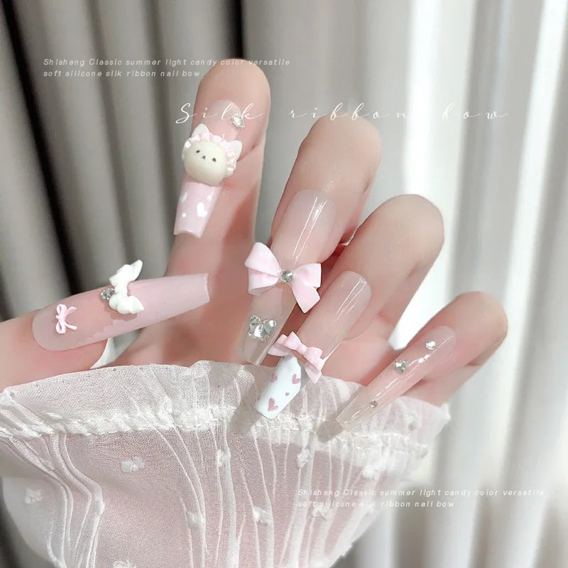 New Arrival 30PCS Soft Acrylic Bow Nail Art Charms Accessories Resin Parts For Nails Decoration Manicure Decor Supplies Material