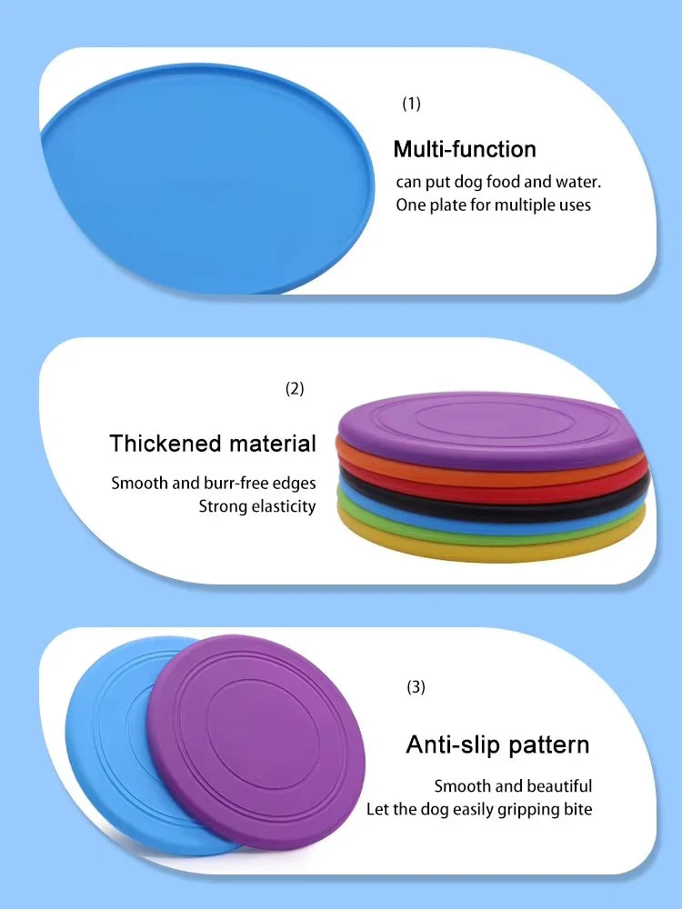 Interactive Pet Flying Disc Soft Rubber Flying Saucer Throwing Toy for Dogs Outdoor Exercise Play Fetch Training Dog Supplies
