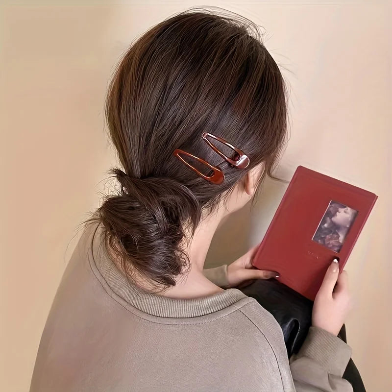 2pcs Set Burgundy Hair Clips - Non-Slip Durable Rectangular Hair Claw Clips, Elegant & Minimalist Hair Accessories for Braids