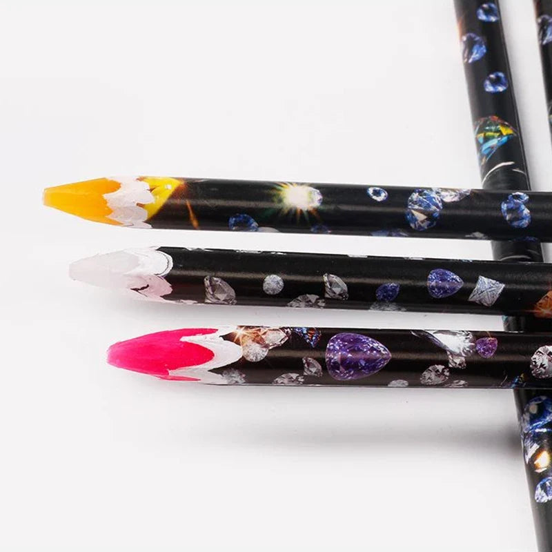 5Pcs Wax Pencil For Rhinestone Nail Point Drill Wax Pen Diamond Art Dotting Pen Self Adhesive Resin Picker Pencil Nail DIY Decor