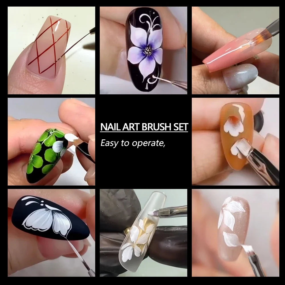 7/9/10pcs Nail Art Pen Brush UV Gel DIY Painting Liner Pen Set Gel UV Polish Design for Professional Manicure Painting Tools