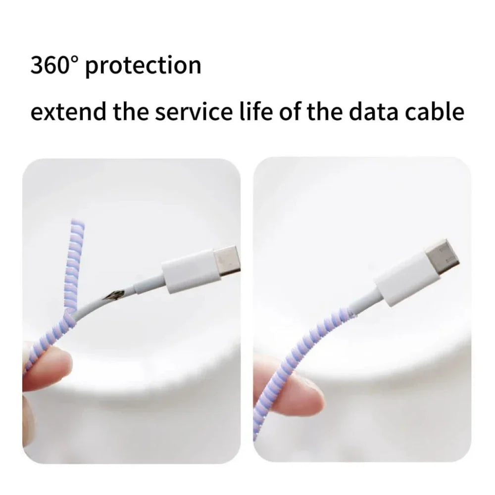 1.4M Laser USB Charging Data Line Cable Protector Wire Cord Protection Wrap Cable Winder Organizer For iPhone For Xiaomi
