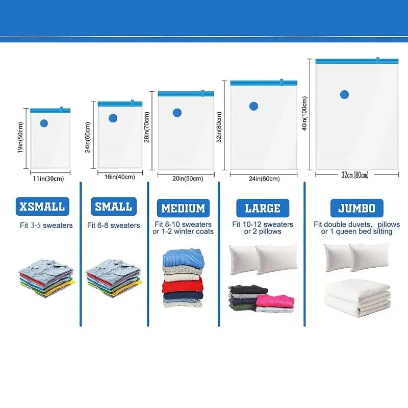 4Pcs Vacuum Storage Bags Vacuum Seal Bag Space Saving Bags for Comforters Clothes Pillow Bedding Blanket Storage or Hand Pump