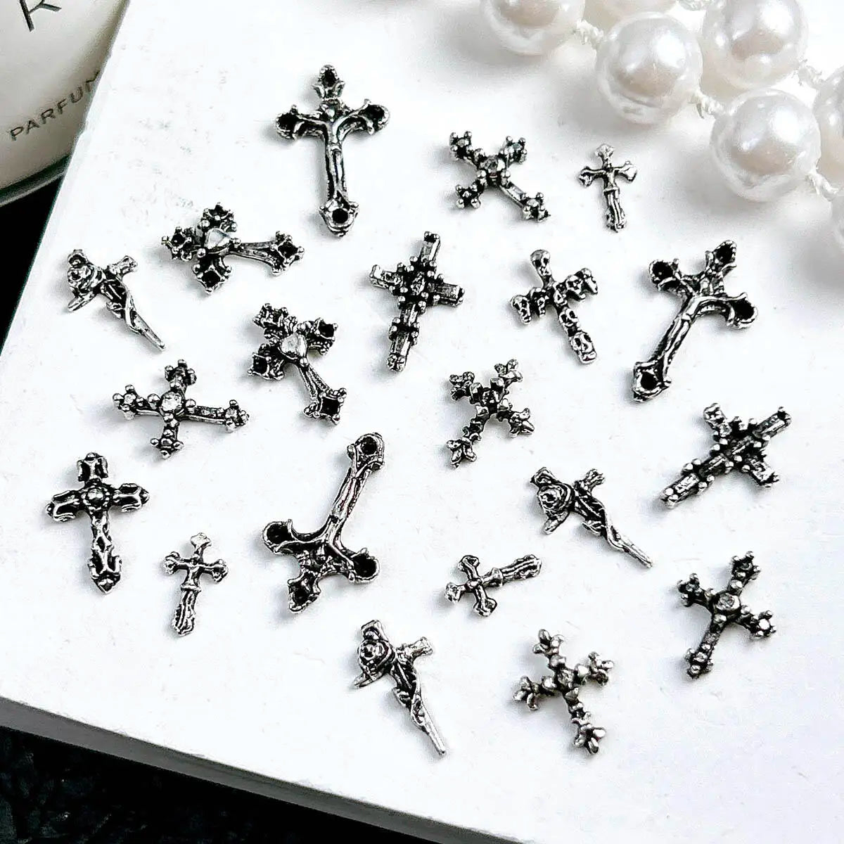 3D Alloy Halloween Series Punk Cross Nail Art Decoration Y2K Black Multi Style Cross Nail Art Charms DIY Crafts Accessories