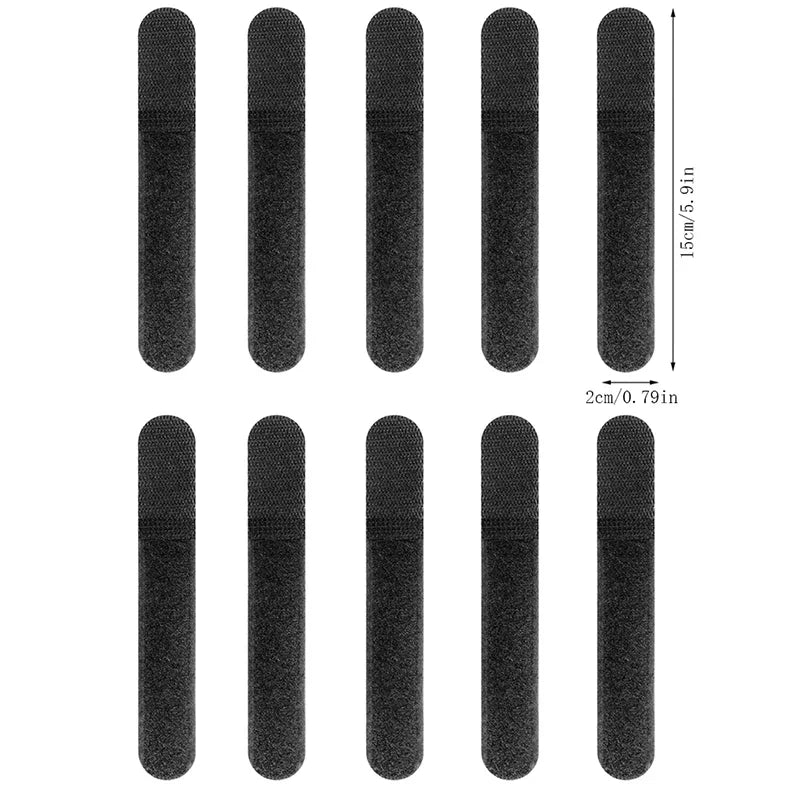 New 10pcs Nylon Straps Cable Ties Strap Webbing Organizer Fix Hook Loop Grip Wrapping Cord Reusable Backpack Fastener Buckle
