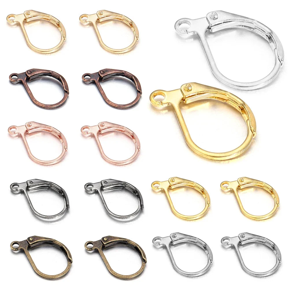 50pcs/lot Hypoallergenic Earring Hooks French Lever back Earwire Stainless Steel Earrings Clasp for Jewelry Making Findings