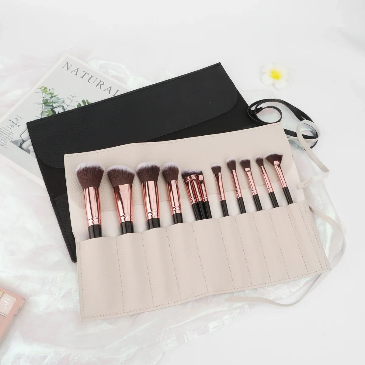 Roll Up Makeup Brush Holder, Makeup Brush Organizer, Travel Makeup Brushes Bag Cosmetic Bags Pouch For Women Eyebrow Brushes
