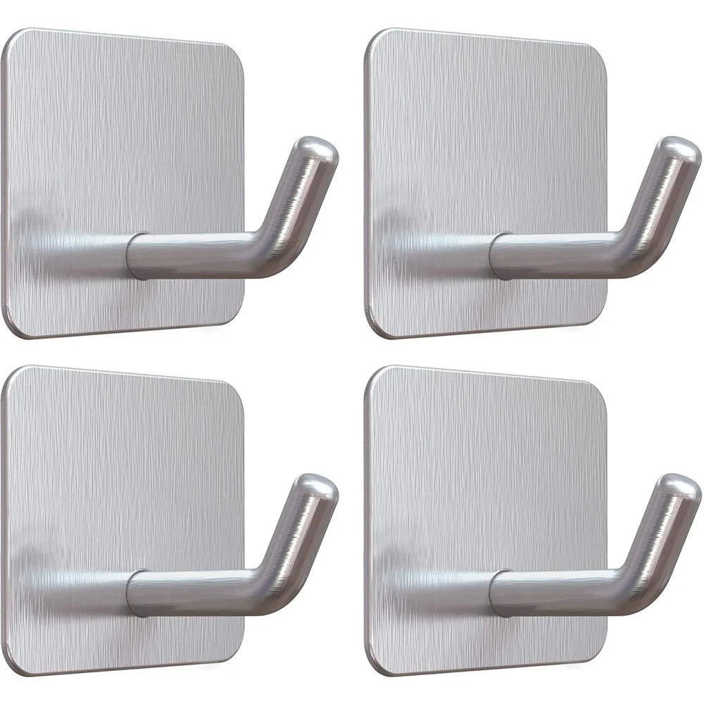 SUS304 Stainless Steel Adhesive Hook Self Adhesive Wall Hooks Hanger Heavy Duty Waterproof Storage Holder Stick on Towel Hooks