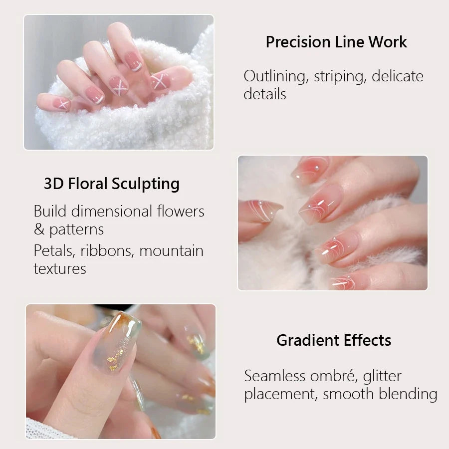 5Pcs Liner Brush Set Acrylic Nail Art Brush, Ultra Fine Tips Pen for Striping Drawing Detailing Manicure Tool