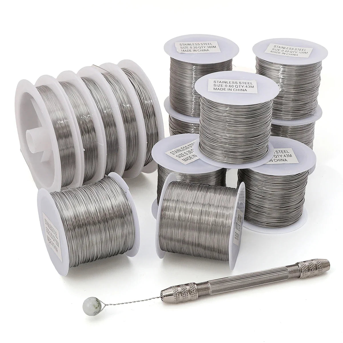 1Roll 304 Stainless Steel Wire Handmade Beading Wire, Size 0.2-0.6mm, For DIY Craft And Jewelry Making Supplies